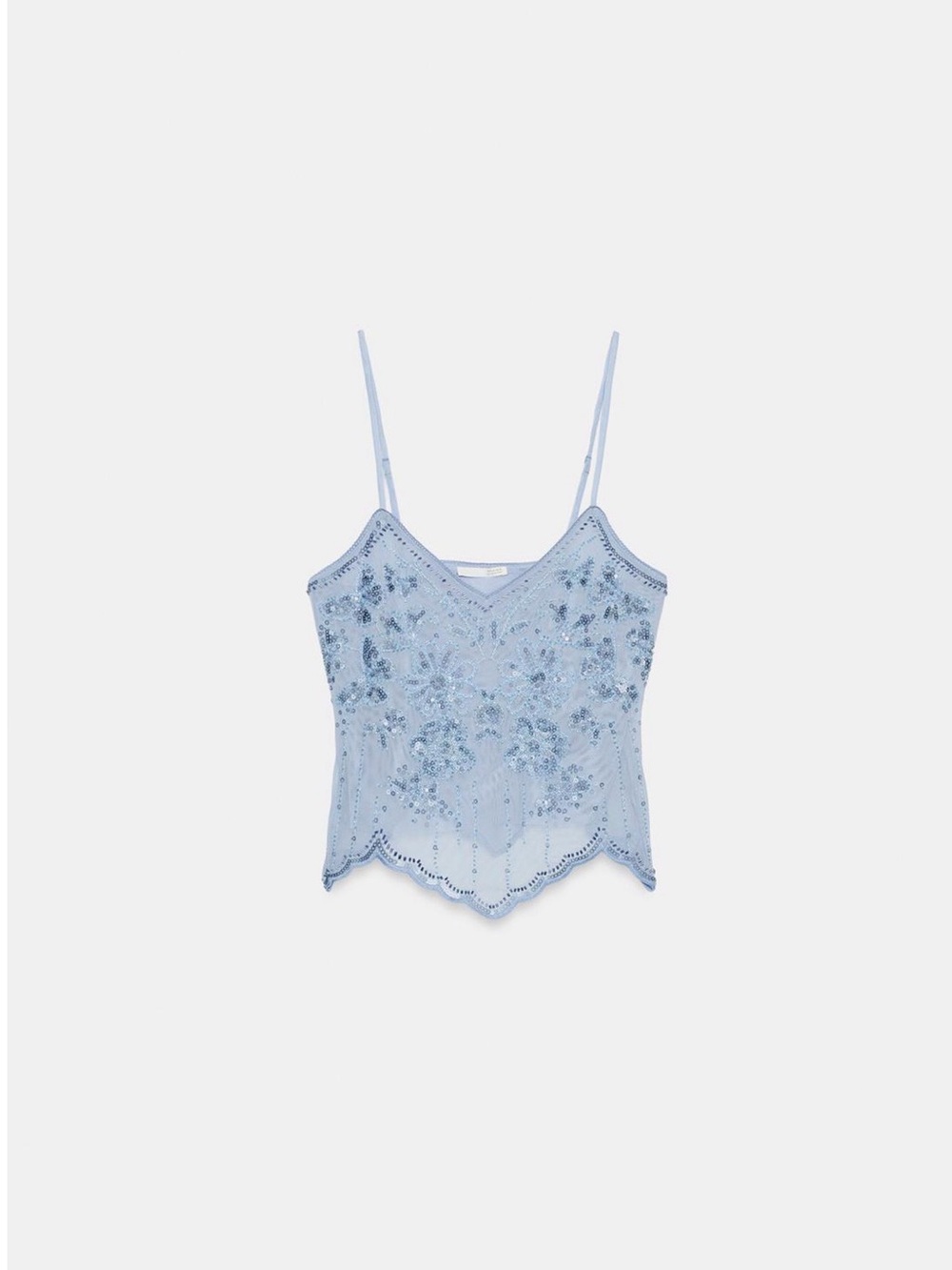Zara Embroidered Camisole in Light Blue